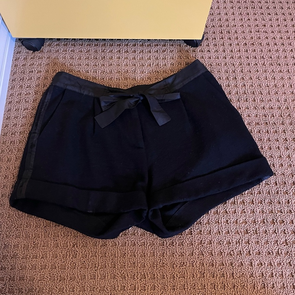 J. Crew Wool Tie Waist Tuxedo Shorts w silk trim - Size 2
